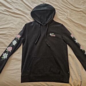 Vans Black Hoodie with Floral Sleeves